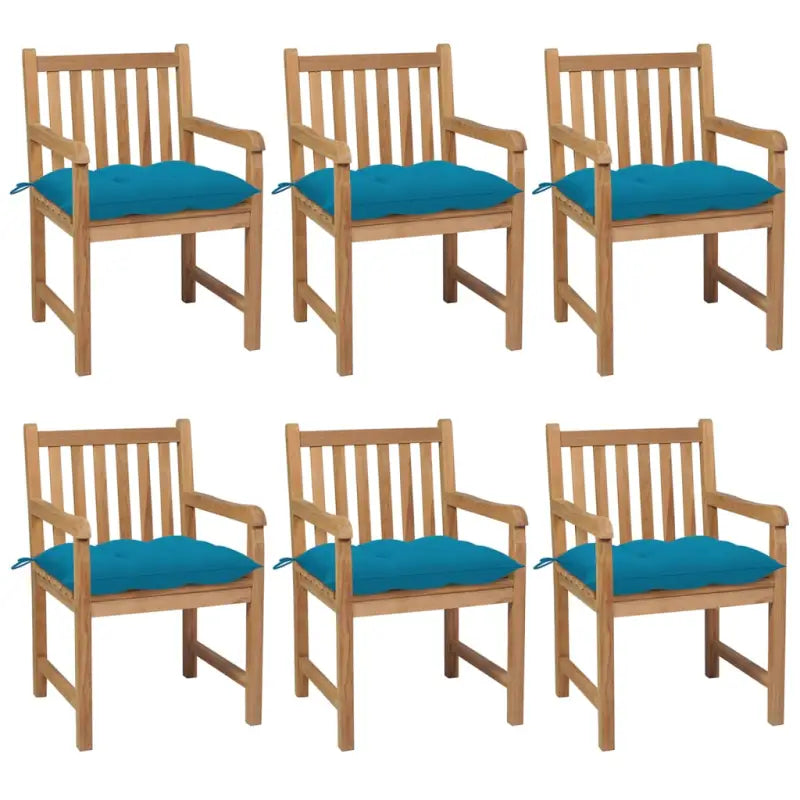 Fijn geschuurde teakhouten tuinstoelen set voor buitenruimte - lichtblauw / 6 - Tuinstoelen