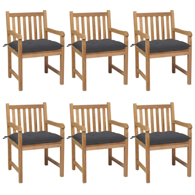 Fijn geschuurde teakhouten tuinstoelen set voor buitenruimte - Antraciet / 6 - Tuinstoelen