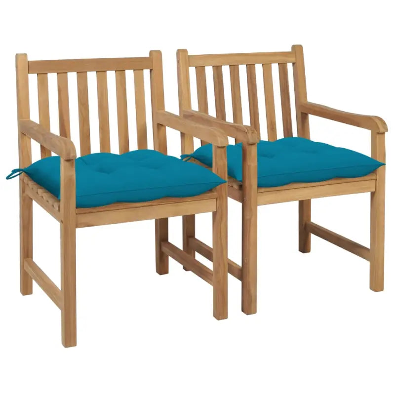 Fijn geschuurde teakhouten tuinstoelen set voor buitenruimte - lichtblauw / 2 - Tuinstoelen
