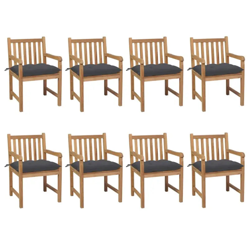 Fijn geschuurde teakhouten tuinstoelen set voor buitenruimte - Antraciet / 8 - Tuinstoelen