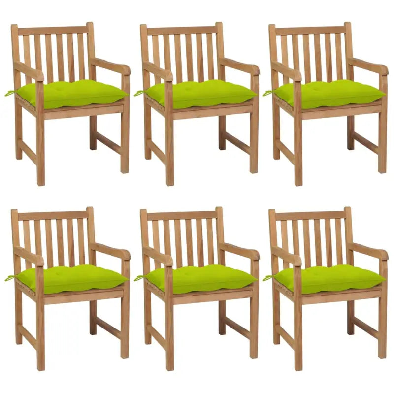 Fijn geschuurde teakhouten tuinstoelen set voor buitenruimte - Heldergroen / 6 - Tuinstoelen