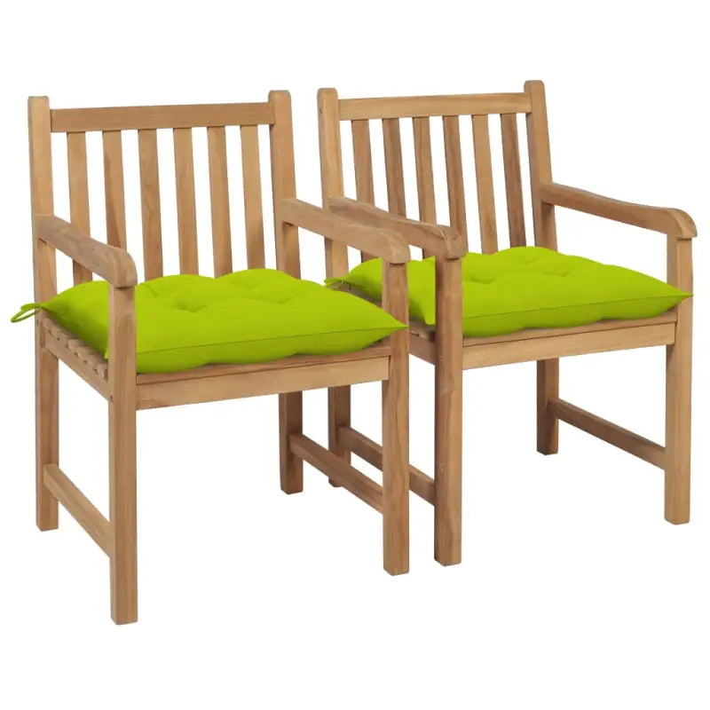 Fijn geschuurde teakhouten tuinstoelen set voor buitenruimte - Heldergroen / 2 - Tuinstoelen