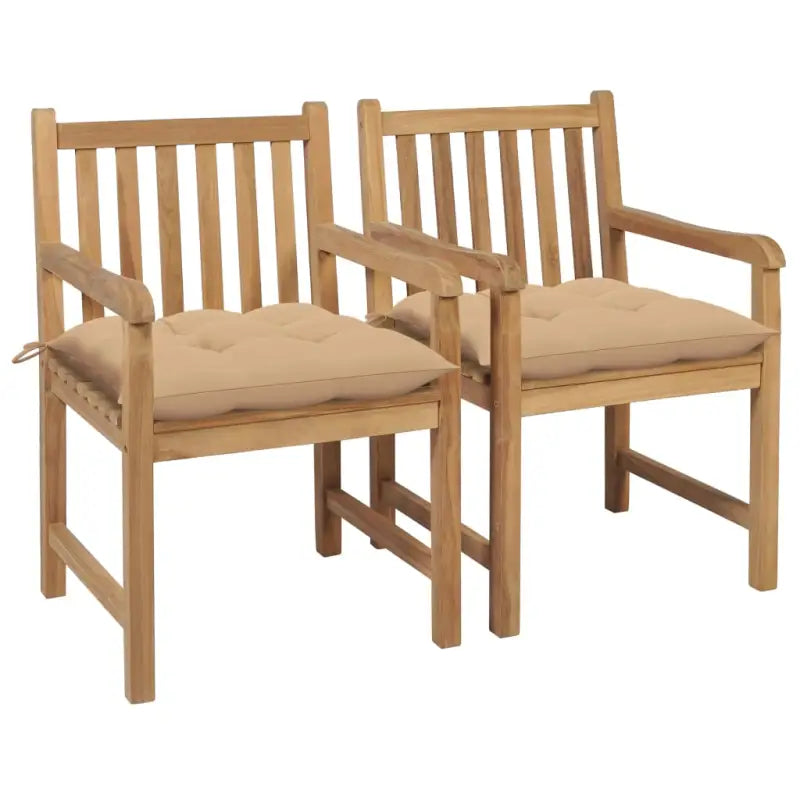 Fijn geschuurde teakhouten tuinstoelen set voor buitenruimte - Beige / 2 - Tuinstoelen