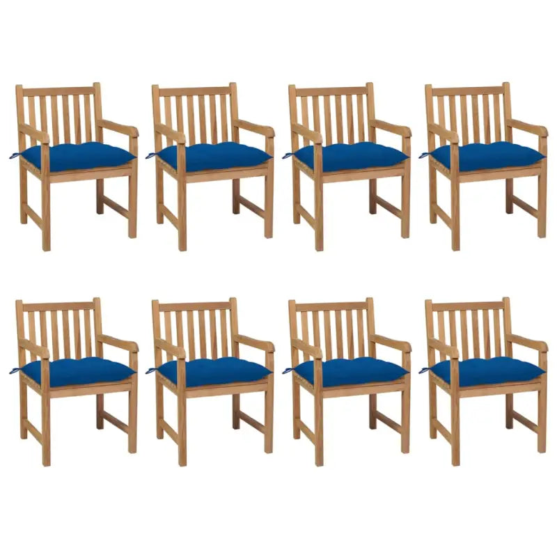 Fijn geschuurde teakhouten tuinstoelen set voor buitenruimte - Blauw / 8 - Tuinstoelen