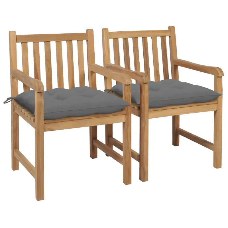 Fijn geschuurde teakhouten tuinstoelen set voor buitenruimte - Grijs / 2 - Tuinstoelen