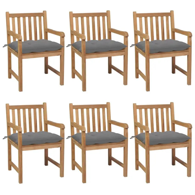 Fijn geschuurde teakhouten tuinstoelen set voor buitenruimte - Grijs / 6 - Tuinstoelen