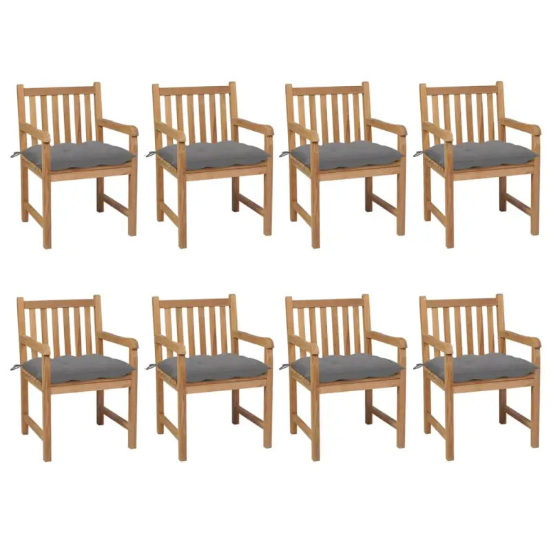 Fijn geschuurde teakhouten tuinstoelen set voor buitenruimte - Grijs / 8 - Tuinstoelen