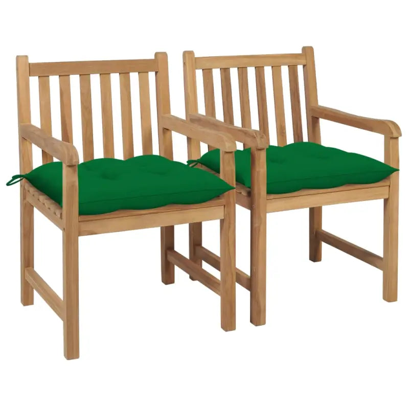 Fijn geschuurde teakhouten tuinstoelen set voor buitenruimte - Groen / 2 - Tuinstoelen