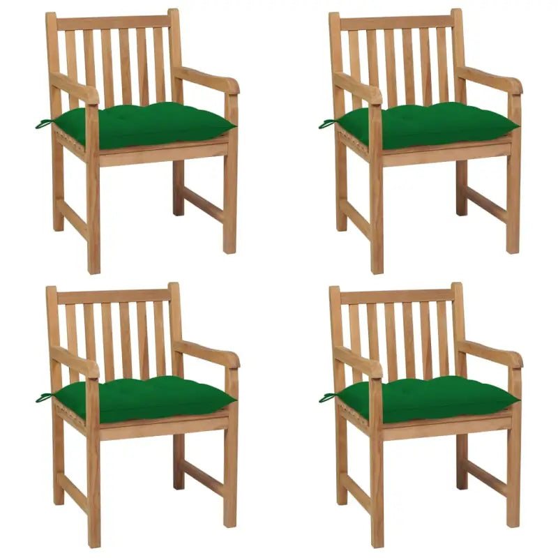 Fijn geschuurde teakhouten tuinstoelen set voor buitenruimte - Groen / 4 - Tuinstoelen