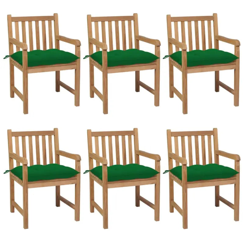Fijn geschuurde teakhouten tuinstoelen set voor buitenruimte - Groen / 6 - Tuinstoelen