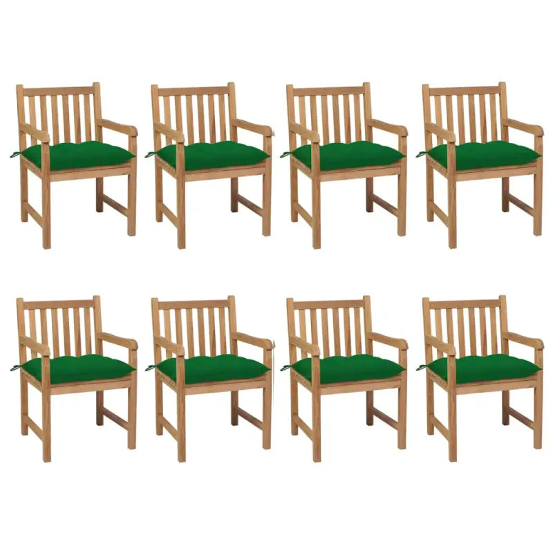Fijn geschuurde teakhouten tuinstoelen set voor buitenruimte - Groen / 8 - Tuinstoelen