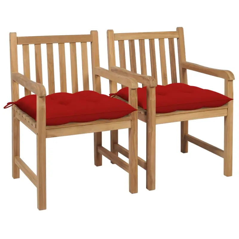 Fijn geschuurde teakhouten tuinstoelen set voor buitenruimte - Rood / 2 - Tuinstoelen