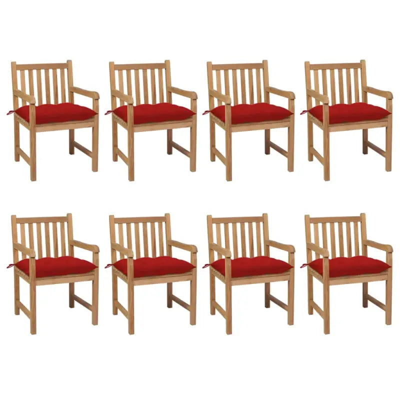 Fijn geschuurde teakhouten tuinstoelen set voor buitenruimte - Rood / 8 - Tuinstoelen