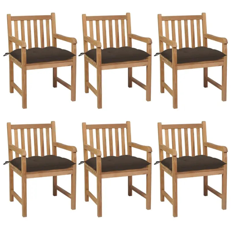 Fijn geschuurde teakhouten tuinstoelen set voor buitenruimte - Taupe / 6 - Tuinstoelen
