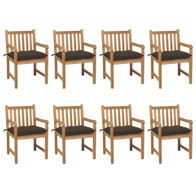 Fijn geschuurde teakhouten tuinstoelen set voor buitenruimte - Taupe / 8 - Tuinstoelen