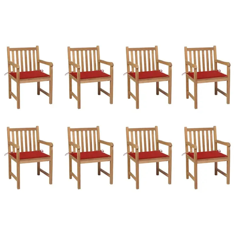 Fijn geschuurde tuinstoelen van duurzaam teakhout voor buitenruimte - Rood / 8 - Tuinstoelen