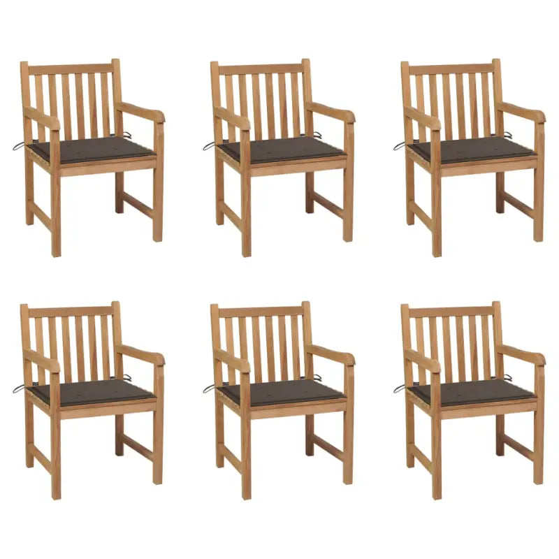 Fijn geschuurde tuinstoelen van duurzaam teakhout voor buitenruimte - Taupe / 6 - Tuinstoelen