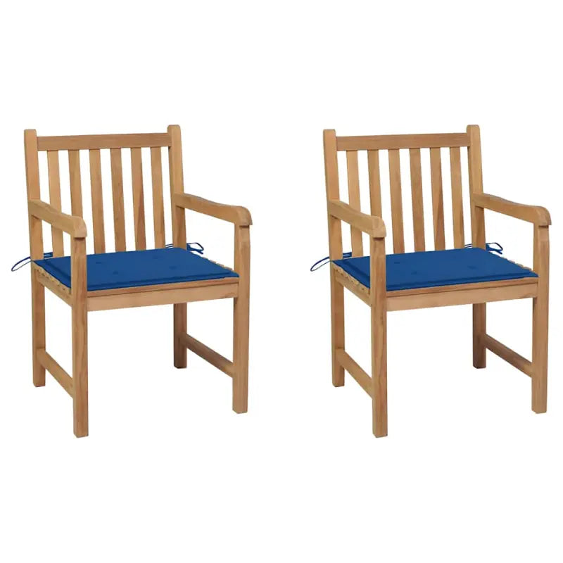 Fijn geschuurde tuinstoelen van duurzaam teakhout voor buitenruimte - koningsblauw / 2 - Tuinstoelen
