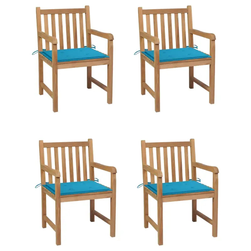 Fijn geschuurde tuinstoelen van duurzaam teakhout voor buitenruimte - Blauw / 4 - Tuinstoelen