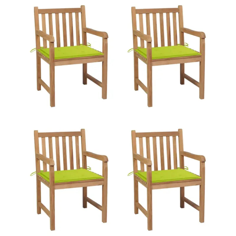 Fijn geschuurde tuinstoelen van duurzaam teakhout voor buitenruimte - Heldergroen / 4 - Tuinstoelen