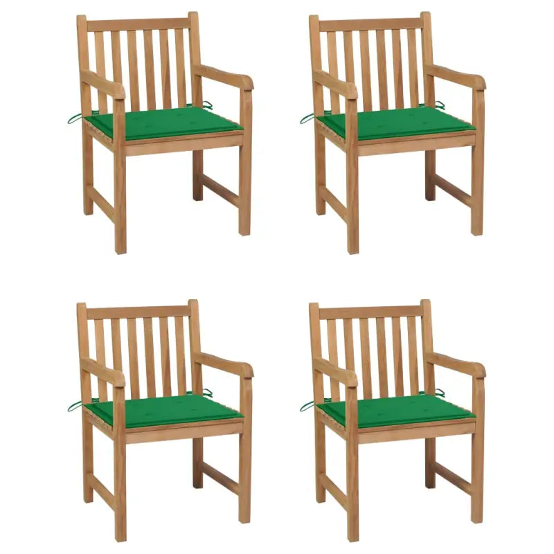 Fijn geschuurde tuinstoelen van duurzaam teakhout voor buitenruimte - Groen / 4 - Tuinstoelen