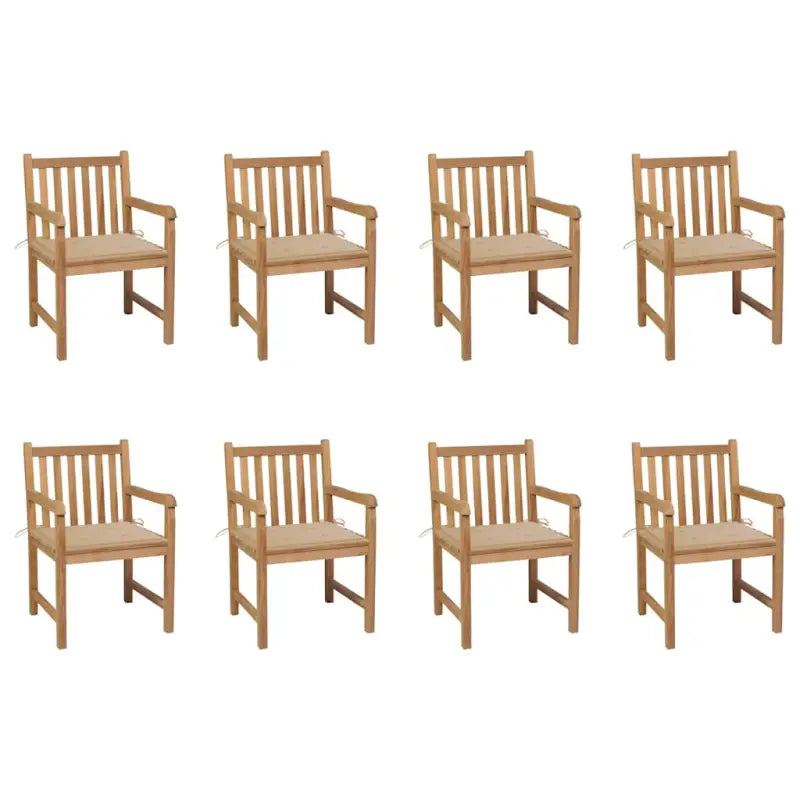 Fijn geschuurde tuinstoelen van duurzaam teakhout voor buitenruimte - Beige / 8 - Tuinstoelen