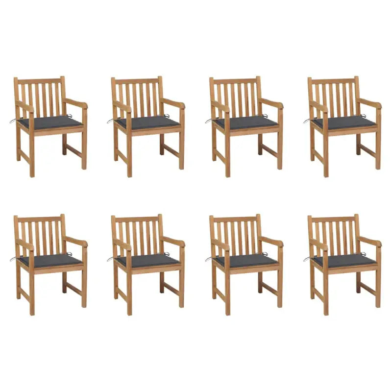 Fijn geschuurde tuinstoelen van duurzaam teakhout voor buitenruimte - Antraciet / 8 - Tuinstoelen