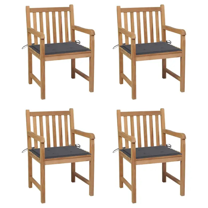 Fijn geschuurde tuinstoelen van duurzaam teakhout voor buitenruimte - Antraciet / 4 - Tuinstoelen