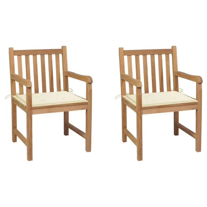 Fijn geschuurde tuinstoelen van duurzaam teakhout voor buitenruimte - Crème / 2 - Tuinstoelen