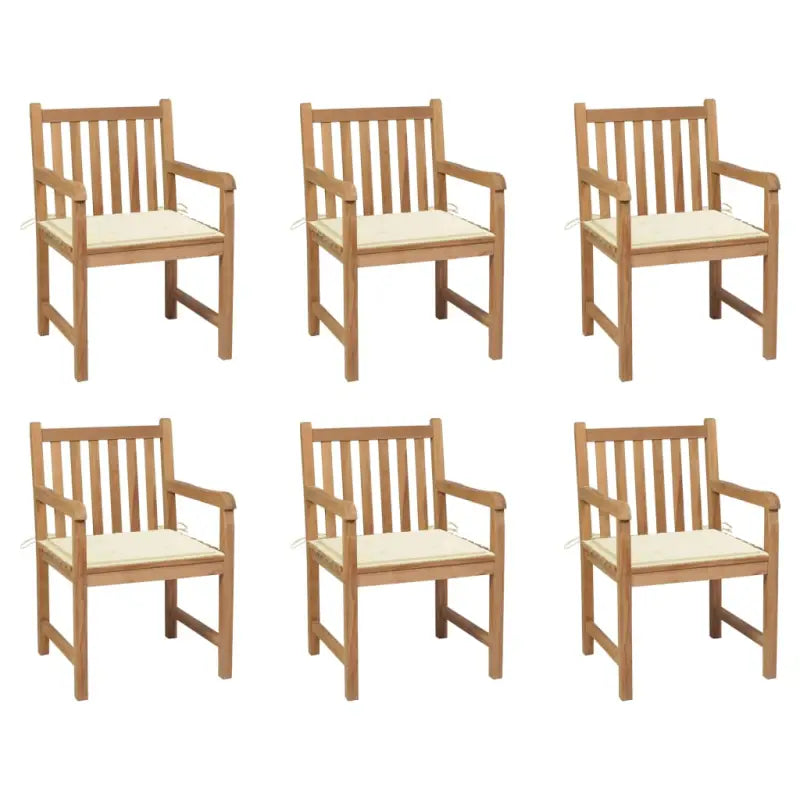 Fijn geschuurde tuinstoelen van duurzaam teakhout voor buitenruimte - Crème / 6 - Tuinstoelen