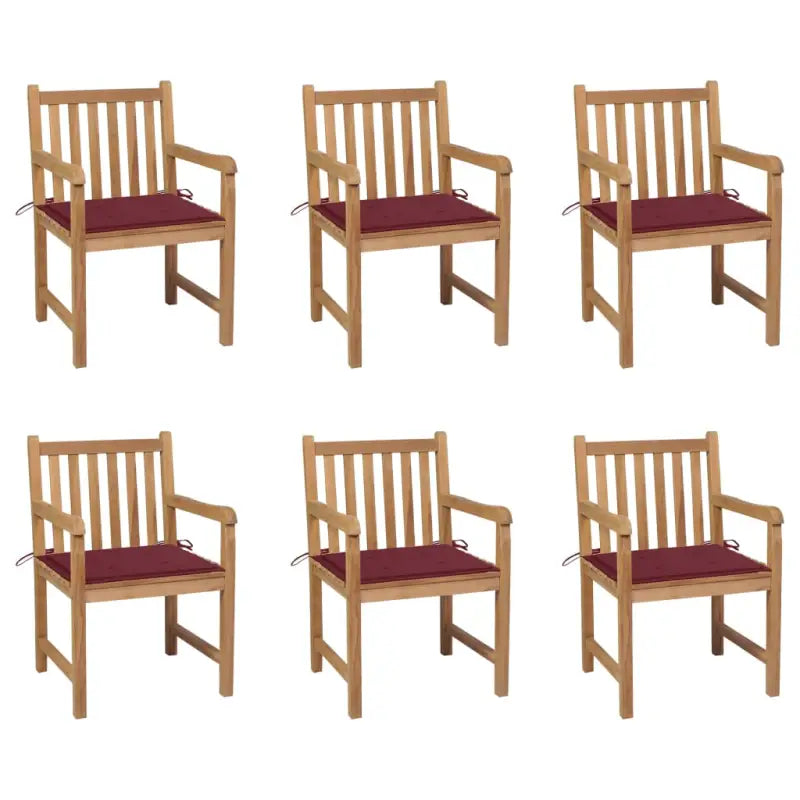Fijn geschuurde tuinstoelen van duurzaam teakhout voor buitenruimte - Wijnrood / 6 - Tuinstoelen
