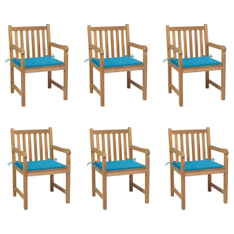 Fijn geschuurde tuinstoelen van duurzaam teakhout voor buitenruimte - Blauw / 6 - Tuinstoelen