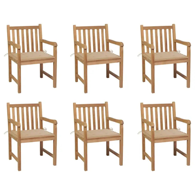 Fijn geschuurde tuinstoelen van duurzaam teakhout voor buitenruimte - Beige / 6 - Tuinstoelen