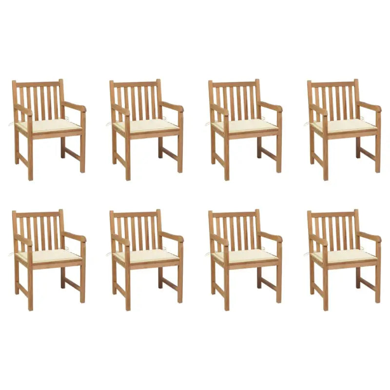 Fijn geschuurde tuinstoelen van duurzaam teakhout voor buitenruimte - Crème / 8 - Tuinstoelen