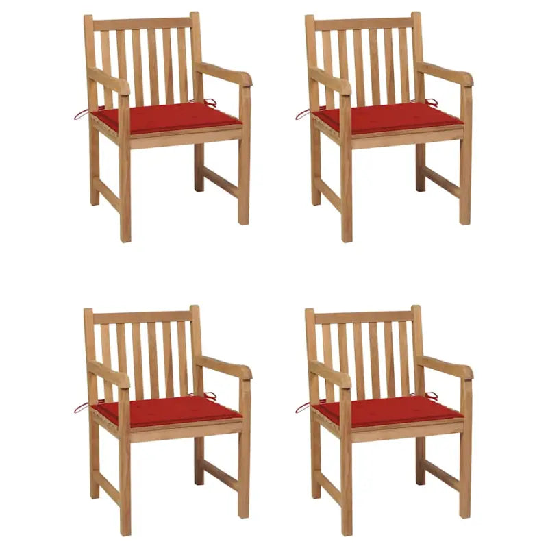 Fijn geschuurde tuinstoelen van duurzaam teakhout voor buitenruimte - Rood / 4 - Tuinstoelen
