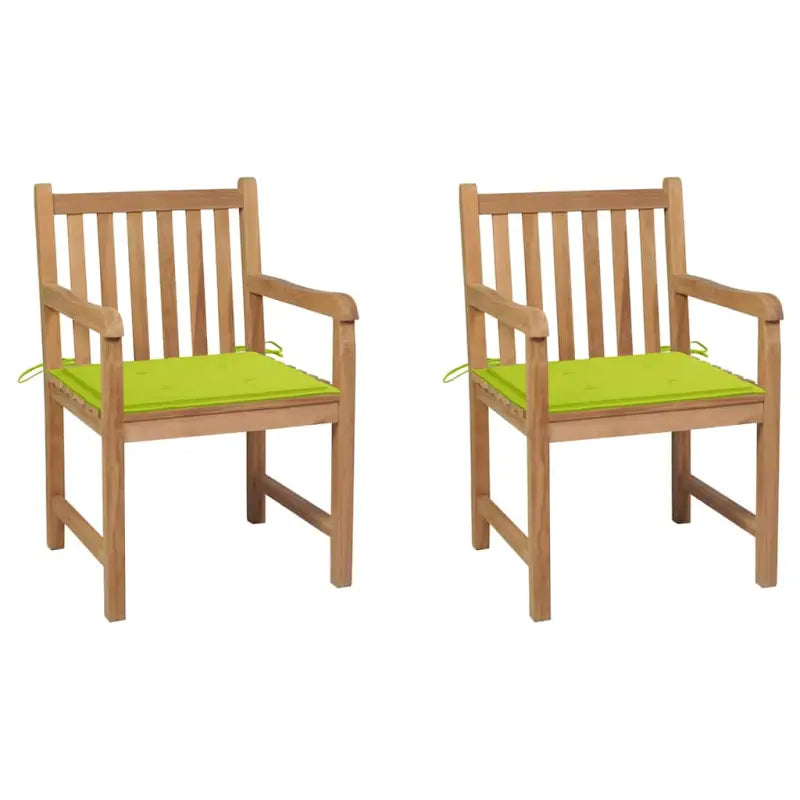 Fijn geschuurde tuinstoelen van duurzaam teakhout voor buitenruimte - Heldergroen / 2 - Tuinstoelen