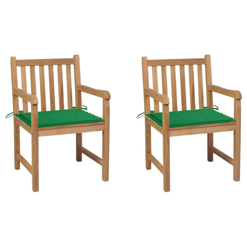 Fijn geschuurde tuinstoelen van duurzaam teakhout voor buitenruimte - Groen / 2 - Tuinstoelen