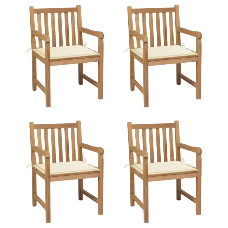 Fijn geschuurde tuinstoelen van duurzaam teakhout voor buitenruimte - Crème / 4 - Tuinstoelen