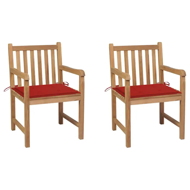 Fijn geschuurde tuinstoelen van duurzaam teakhout voor buitenruimte - Rood / 2 - Tuinstoelen