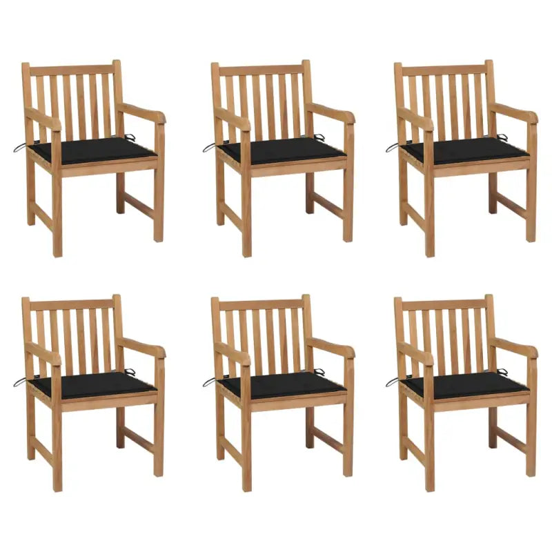 Fijn geschuurde tuinstoelen van duurzaam teakhout voor buitenruimte - Zwart / 6 - Tuinstoelen