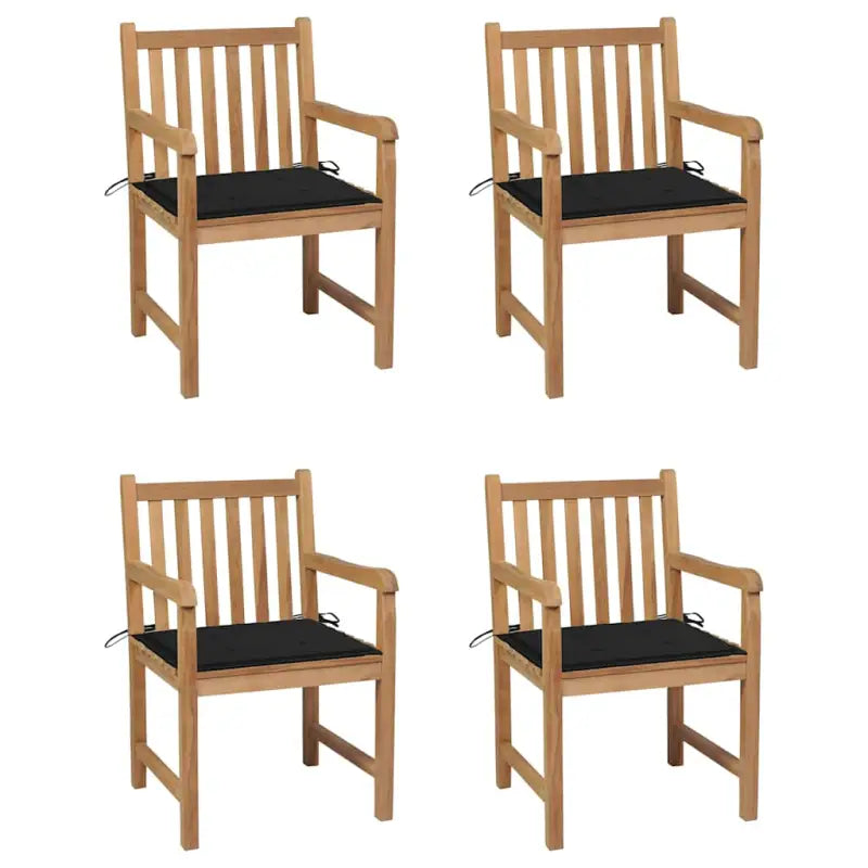 Fijn geschuurde tuinstoelen van duurzaam teakhout voor buitenruimte - Zwart / 4 - Tuinstoelen