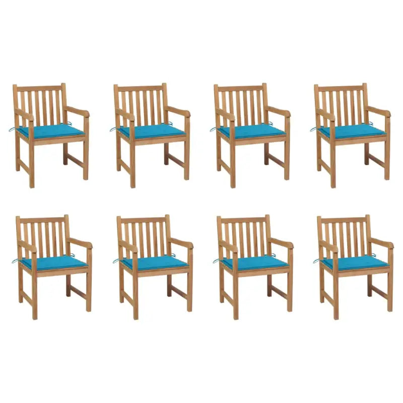 Fijn geschuurde tuinstoelen van duurzaam teakhout voor buitenruimte - Blauw / 8 - Tuinstoelen