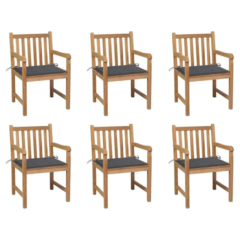 Fijn geschuurde tuinstoelen van duurzaam teakhout voor buitenruimte - Antraciet / 6 - Tuinstoelen