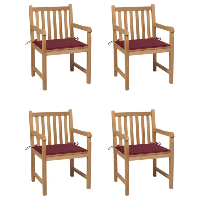 Fijn geschuurde tuinstoelen van duurzaam teakhout voor buitenruimte - Wijnrood / 4 - Tuinstoelen