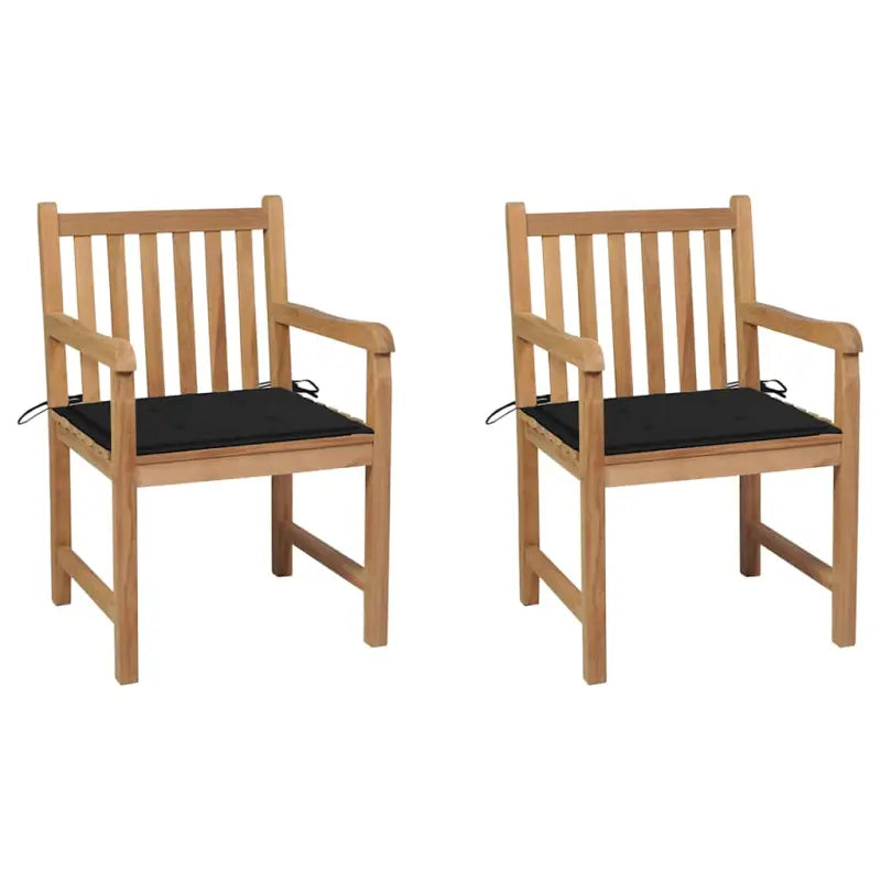 Fijn geschuurde tuinstoelen van duurzaam teakhout voor buitenruimte - Zwart / 2 - Tuinstoelen