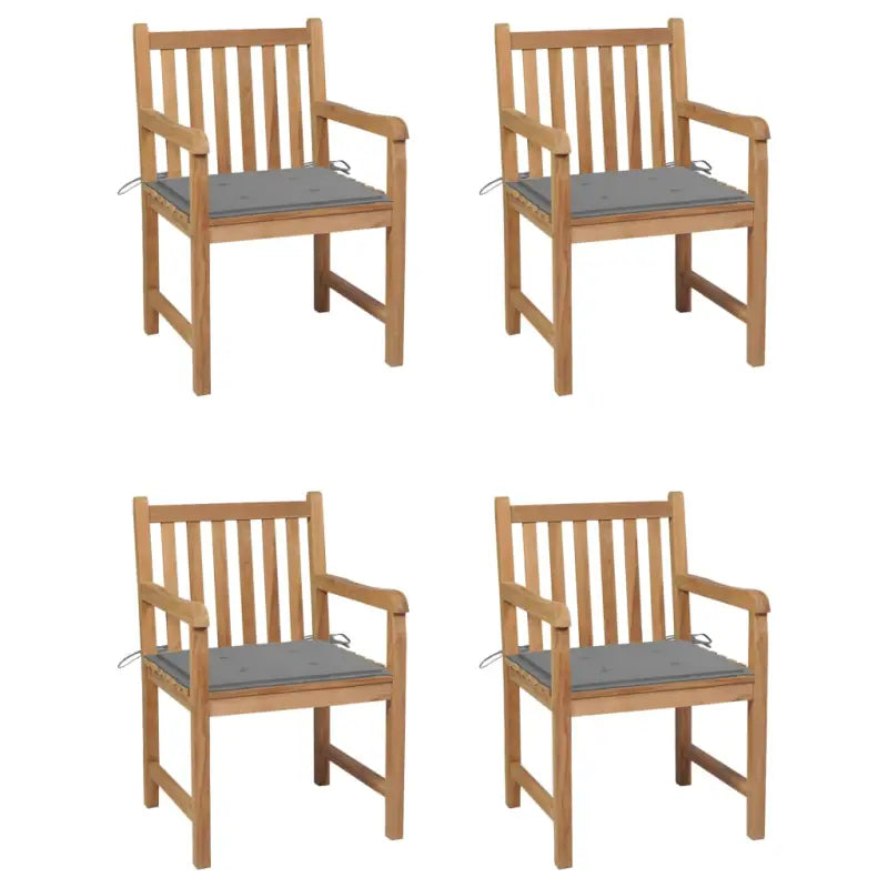 Fijn geschuurde tuinstoelen van duurzaam teakhout voor buitenruimte - Grijs / 4 - Tuinstoelen