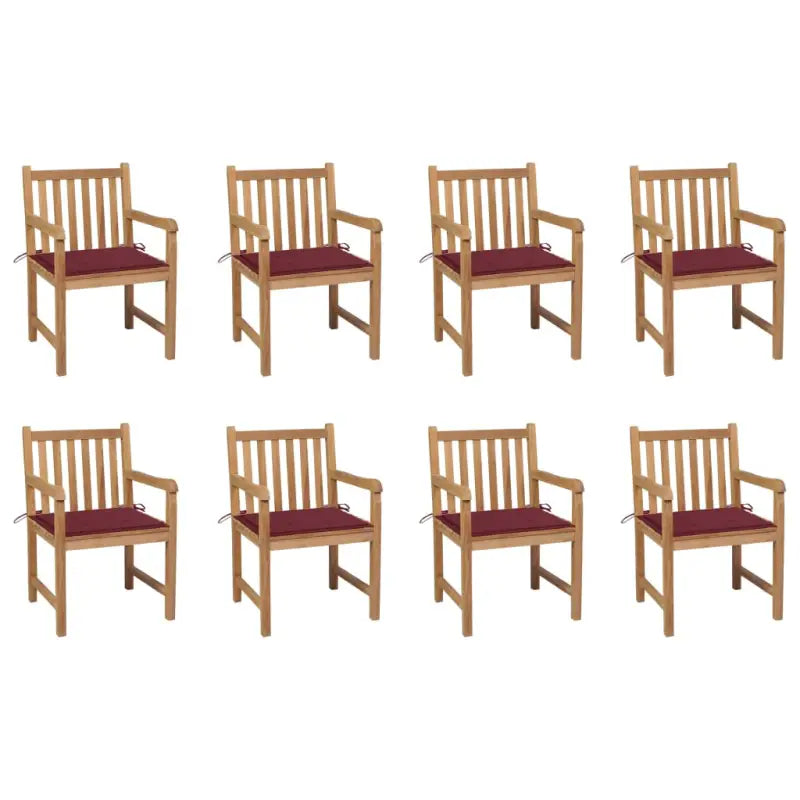 Fijn geschuurde tuinstoelen van duurzaam teakhout voor buitenruimte - Wijnrood / 8 - Tuinstoelen