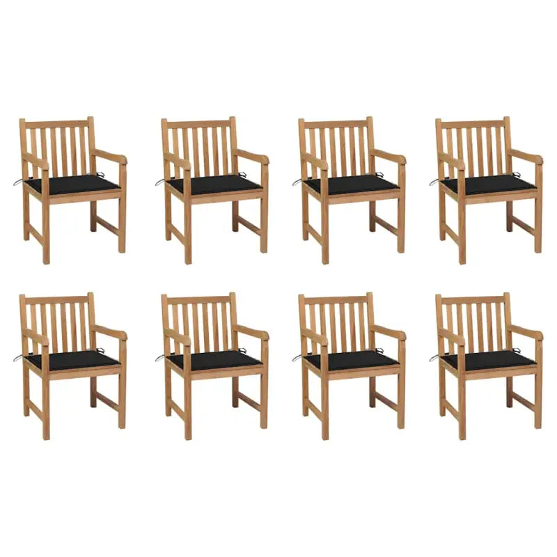 Fijn geschuurde tuinstoelen van duurzaam teakhout voor buitenruimte - Zwart / 8 - Tuinstoelen