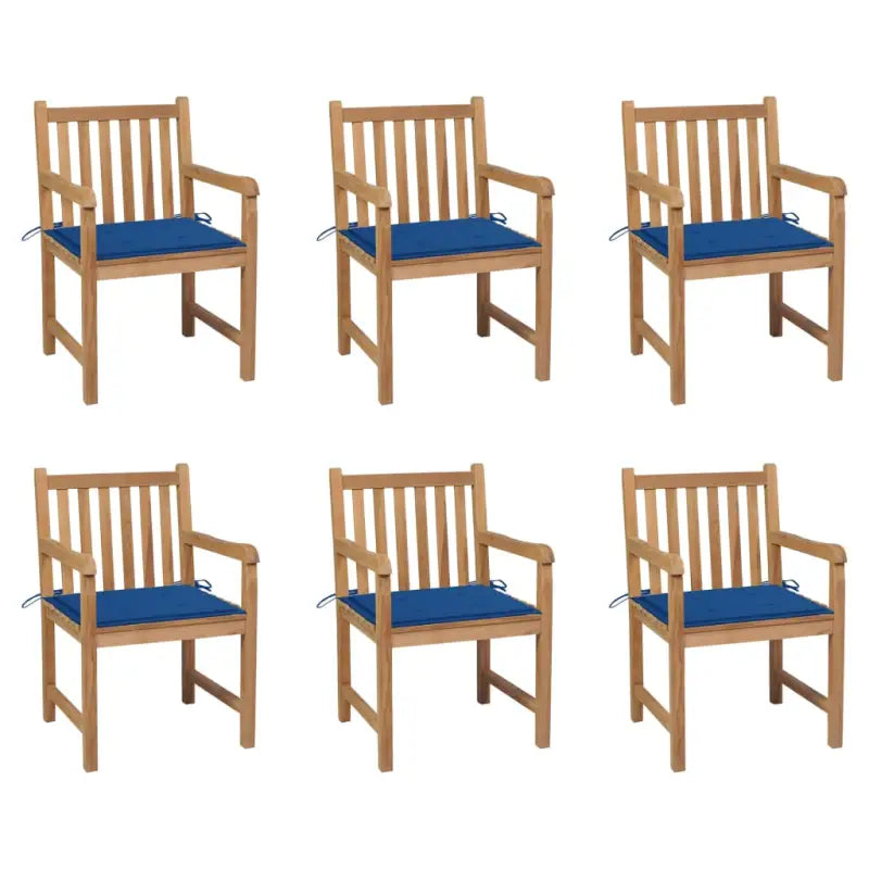 Fijn geschuurde tuinstoelen van duurzaam teakhout voor buitenruimte - koningsblauw / 6 - Tuinstoelen