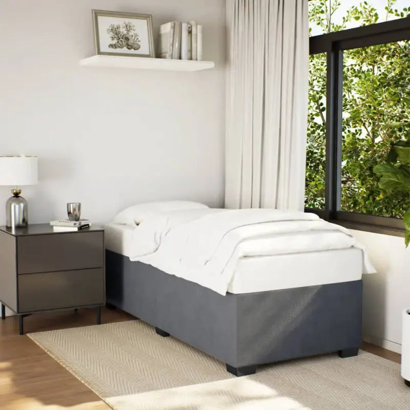 Fluwelen Bedframe voor Comfort en Stijl in de Slaapkamer - Donkergrijs / 90 x 200 cm - Bedden & bedframes